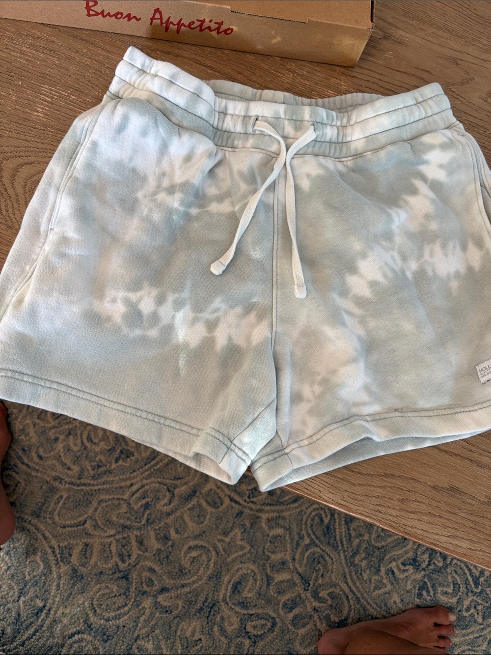 Hollister Light Blue & White Tie-Dye Sweat Shorts